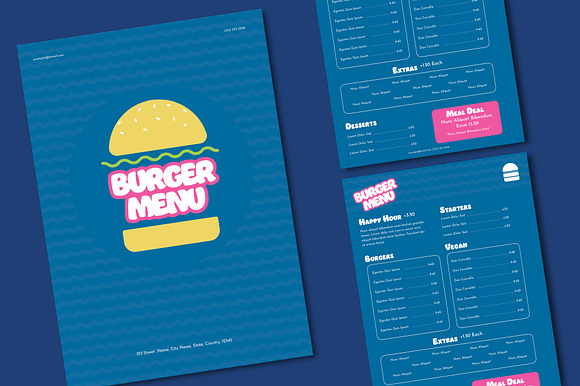 Blue Cheerful Cafe Bar Menu