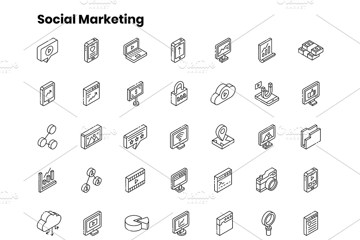 2000+ Isometric Icons Set, an Outline Icon by Brickclay (Photo 8 of 37)
