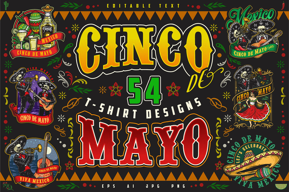 Cinco de Mayo t-shirt designs, a Branding & Logo Template by DGIM studio (Photo 1 of 12)