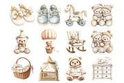 Watercolor Boho Baby boy Clothes Cli, a Seasonal Illustration by Design Market (Thumbnail 3 of 7)