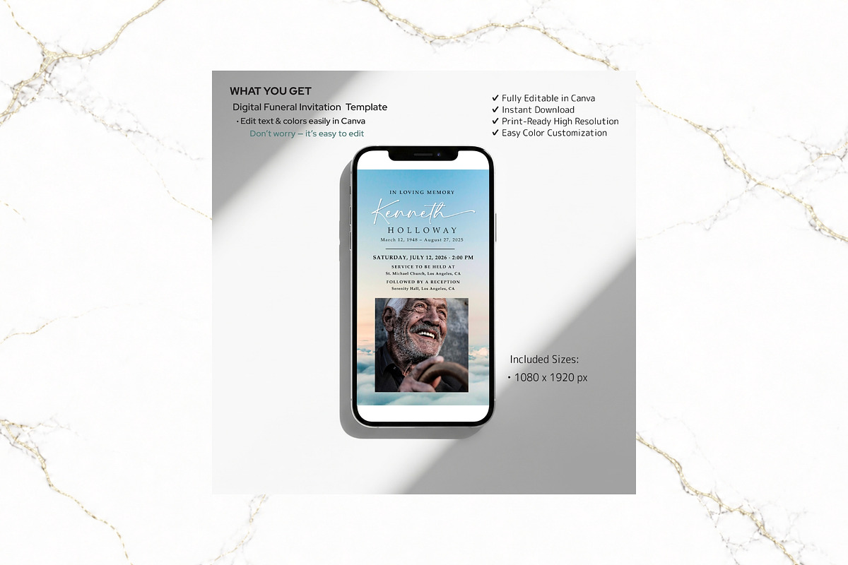 Digital Funeral Invitation CV FR011, a Social Media Template by TyphoonStudio (Photo 2 of 5)