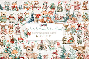 Cute Winter Woodland Clipart 68 PNG