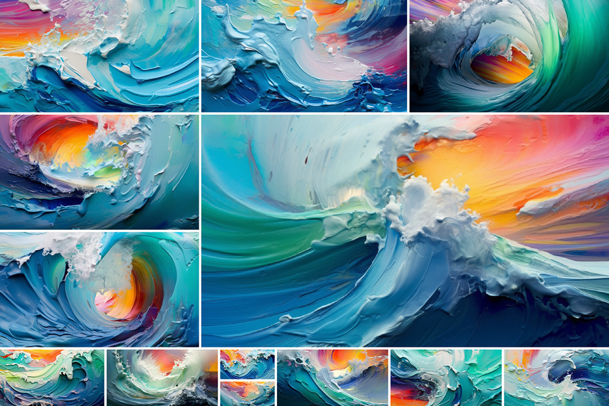 Paint waves - 27 images, a Decorative Illustration by Handmadefont (Photo 2 of 10)