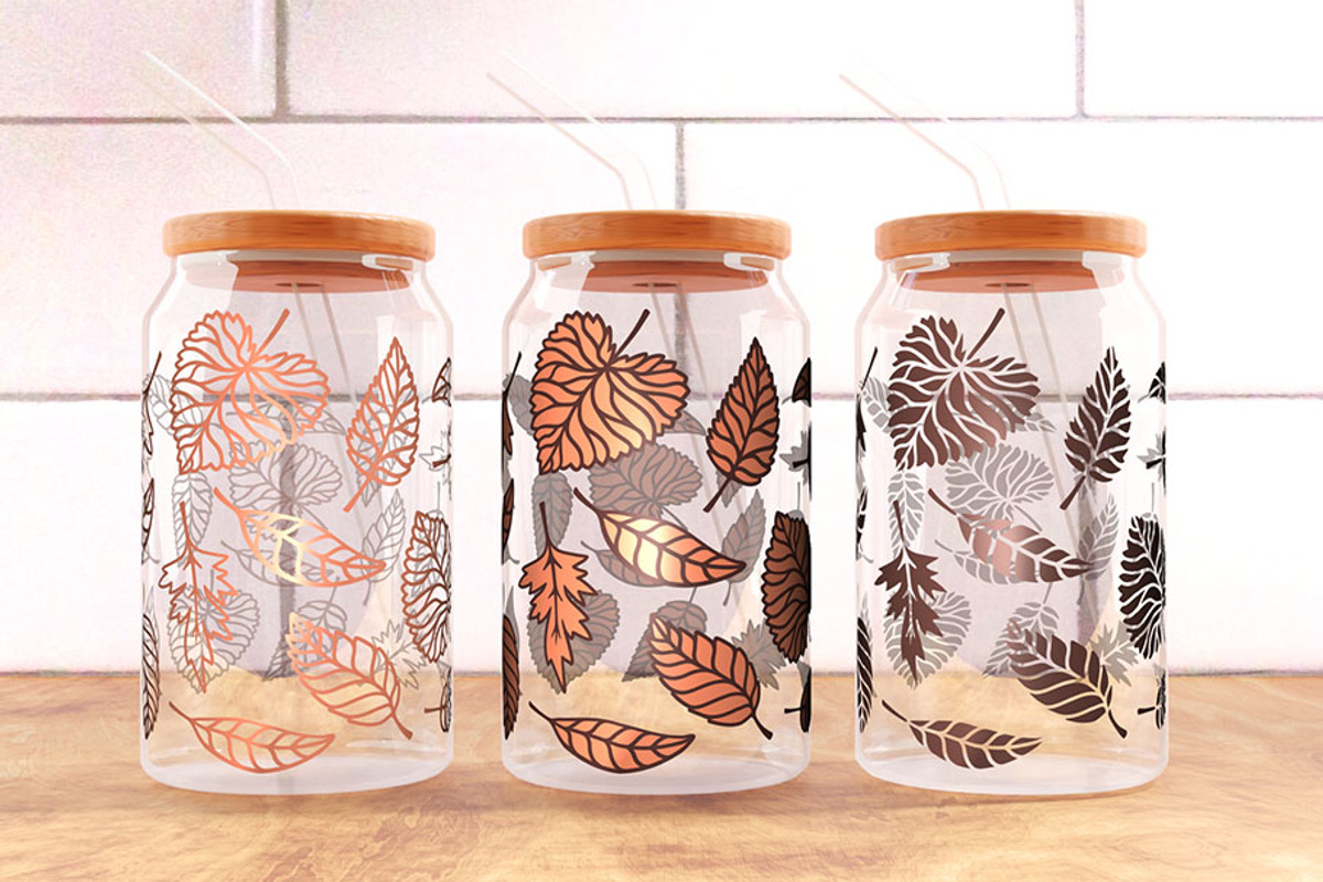 Autumn Leaves Can Glass Wrap 16oz., an Object Graphic by Doodle Cloud Studio (Photo 2 of 12)