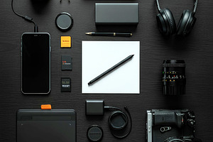 Photographer's Flat Lay of Camera Ge, a Technology Photo by Stock Shape