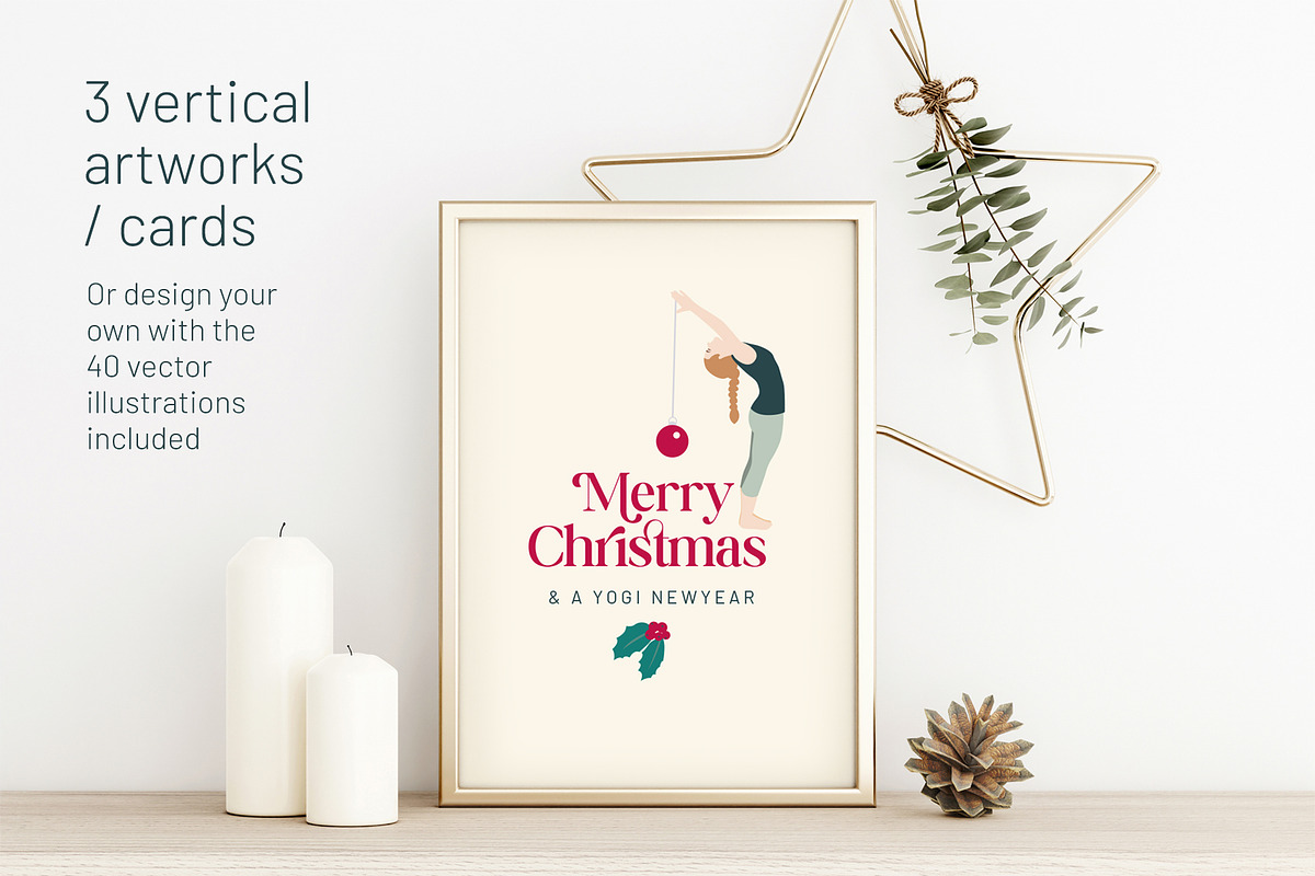 Yoga Christmas and New Year cards, an Illustration by Sunnyfields (Photo 3 of 8)