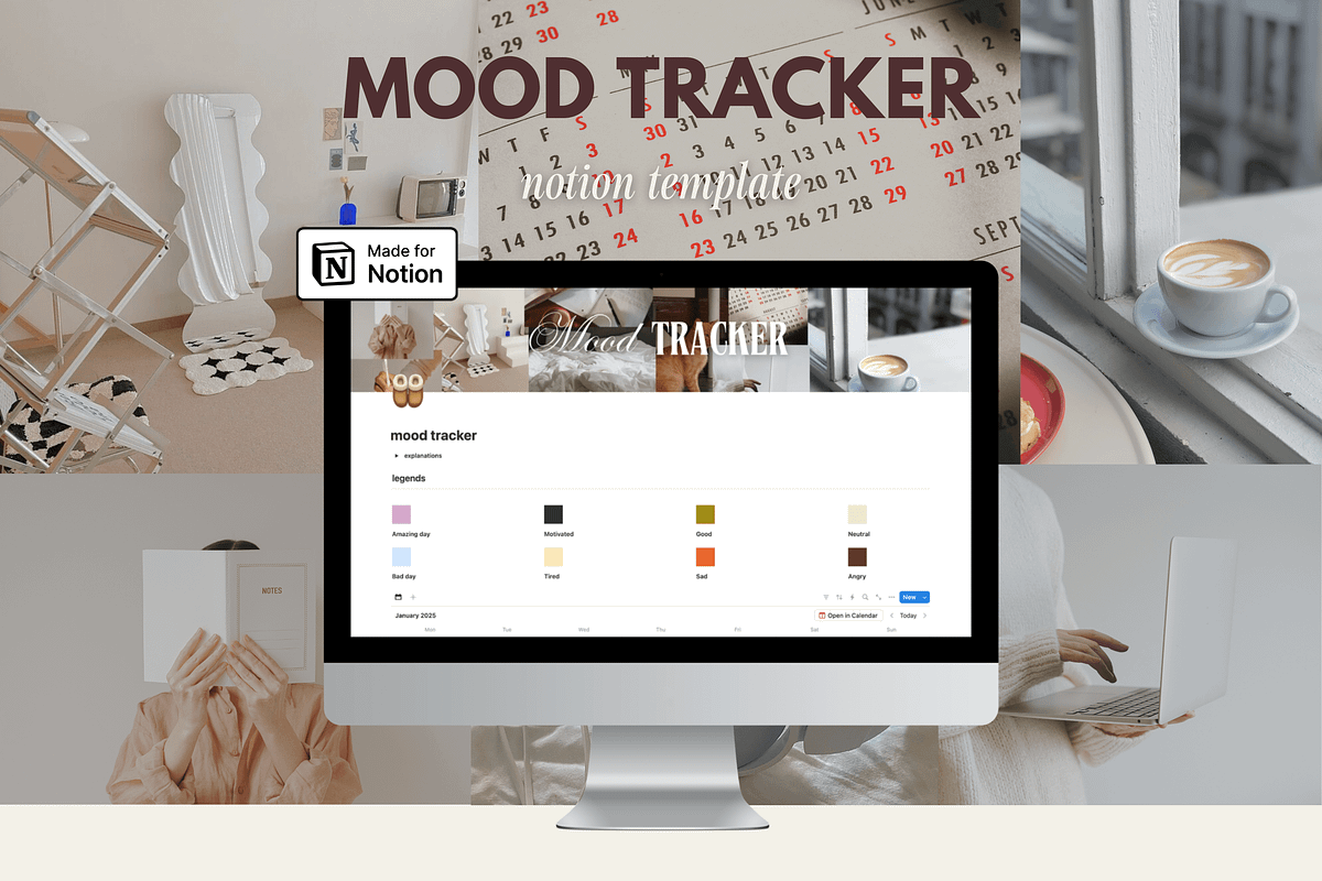 Mood Tracker - Notion template, an App Template by Iasan Design (Photo 2 of 7)