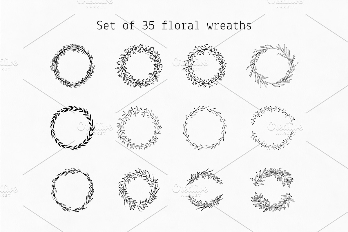 Set of floral wreaths, a Decorative Illustration by Lyolya Profitrolya (Photo 1 of 5)
