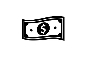 Dollar cash black icon. Investment, an Object Illustration by GraphiShop