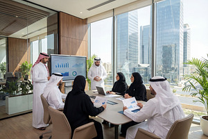 Saudi Businessman Working on Office