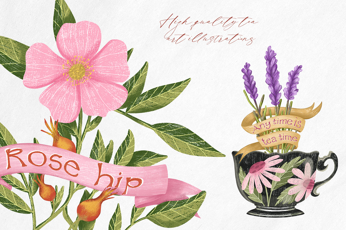 Tea time at the garden clipart set, a Decorative Illustration by Yelloo Fish (Photo 15 of 16)