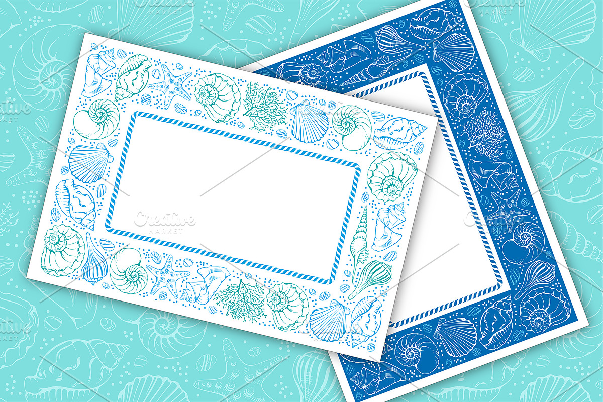Sea shells patterns set, a Decorative Illustration by Vector beauty (Photo 5 of 7)