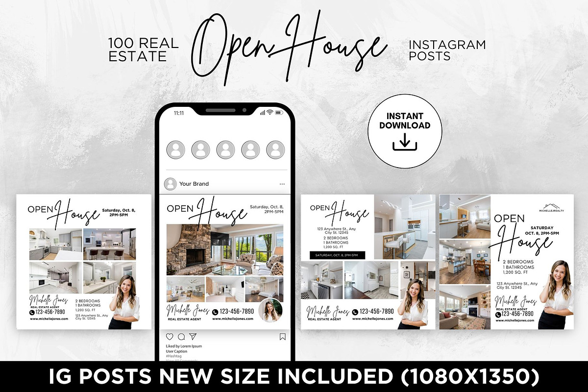 Open House Instagram Posts Canva, a Social Media Template by CreativeVinesStore (Photo 8 of 12)
