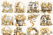 Watercolor Farmhouse Easter Clipart, an Object Illustration by BusyDaydesign (Thumbnail 9 of 9)