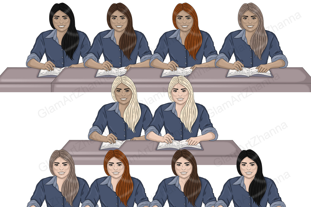 Study Beige Girls Clipart, a Person Illustration by GlamArtZhanna (Photo 7 of 7)