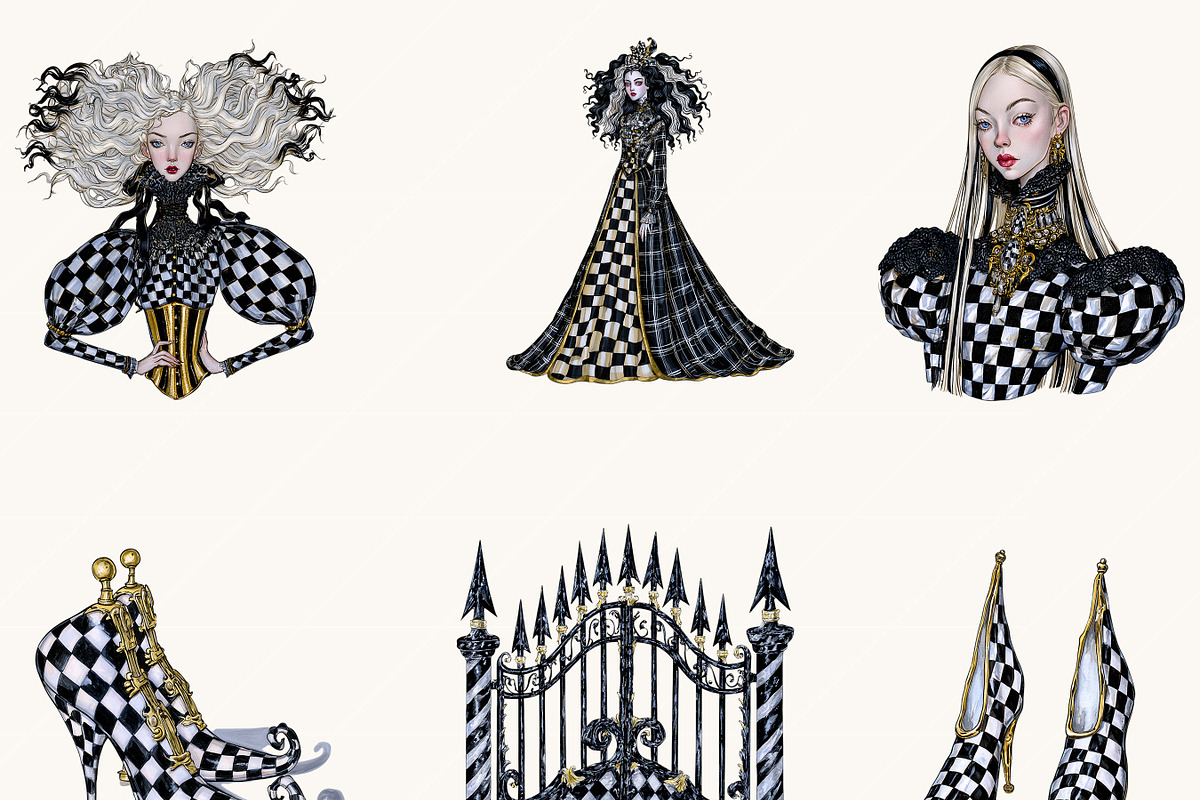 Black & White Checkered Halloween, a Seasonal Illustration by BusyDaydesign (Photo 5 of 9)