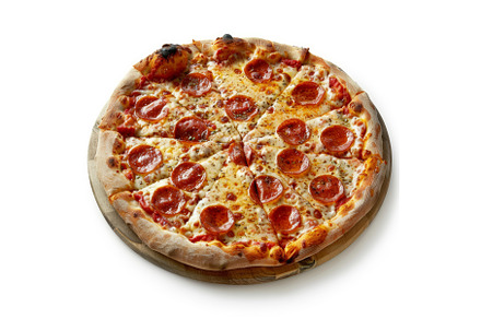 Delicious pepperoni pizza on wooden, a Food & Drink Photo by Ylivdesign
