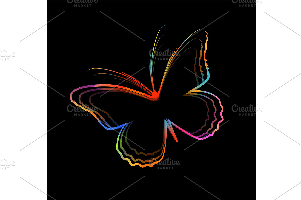 Butterfly with a brush line on a, an Animal Illustration by Nenahliadava Design
