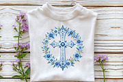 Blue Cross With Flowers Clipart, an Illustration by DreamCafeArt (Thumbnail 3 of 7)