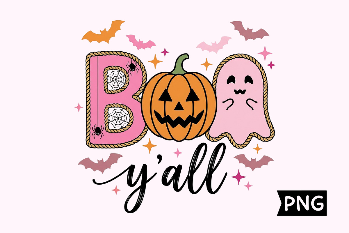 Cute Pink Boo Y'all Halloween Design, a Seasonal Illustration by Creative Art (Photo 1 of 3)
