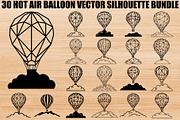 Hot Air Balloon Silhouette Bundle, an Object Illustration by Gaye Art (Thumbnail 1 of 31)