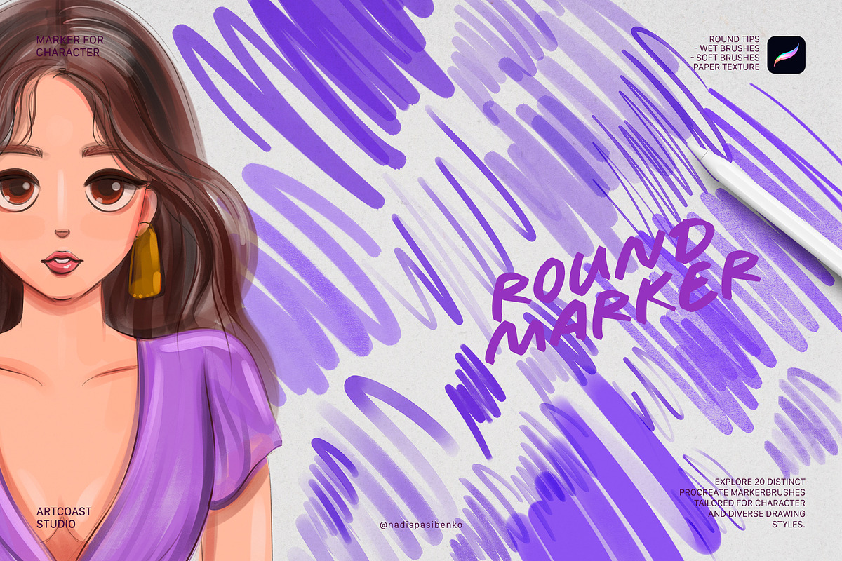 Round Marker for Character, a Brush Add-On by Spasibenko Art (Photo 5 of 5)