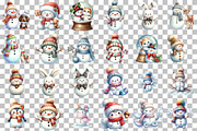 Watercolor Christmas Snowman Animal, an Illustration by DreamCafeArt (Thumbnail 3 of 6)