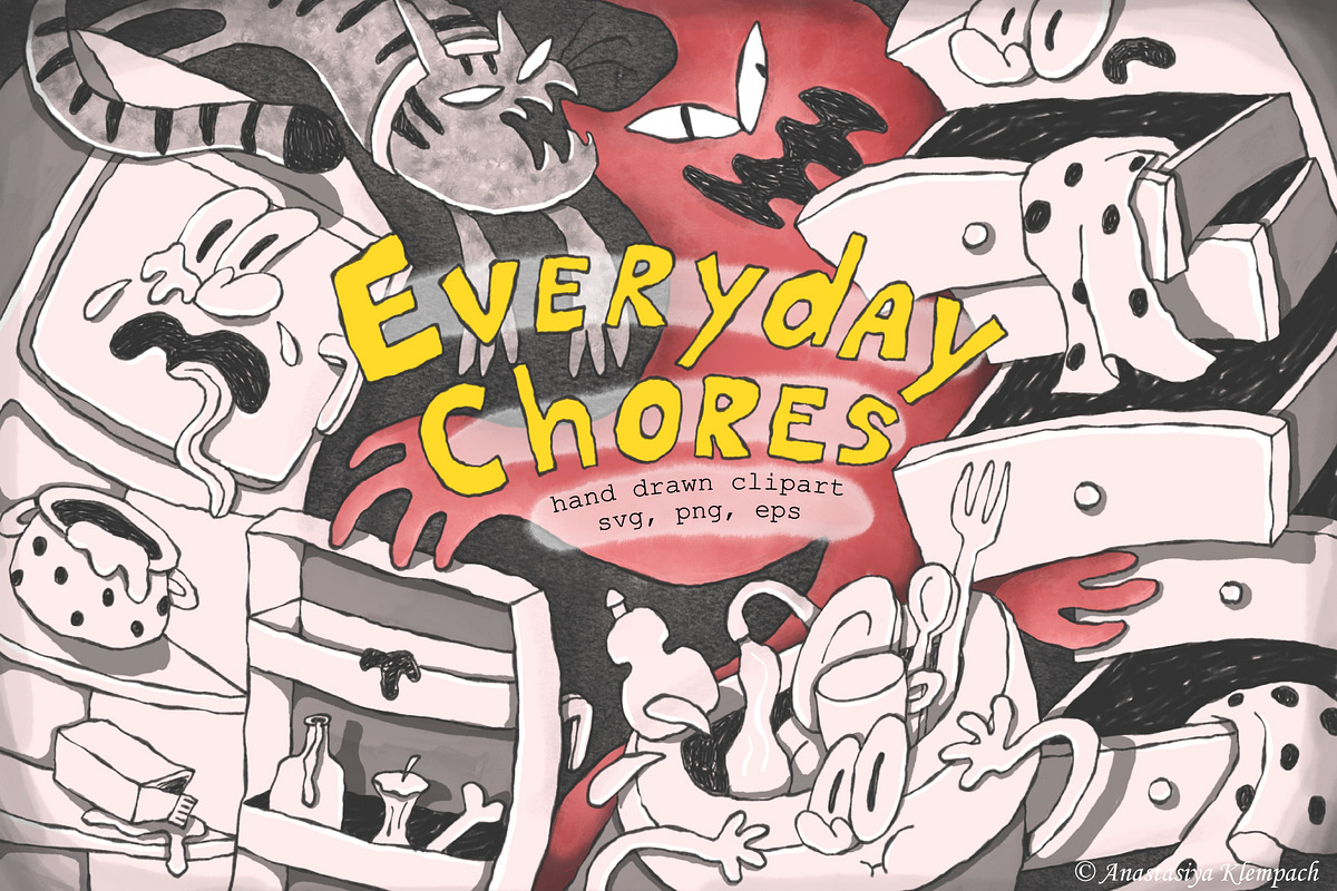 Funny Everyday Chores Doodles, an Illustration by Anastasiya Klempach (Photo 1 of 10)