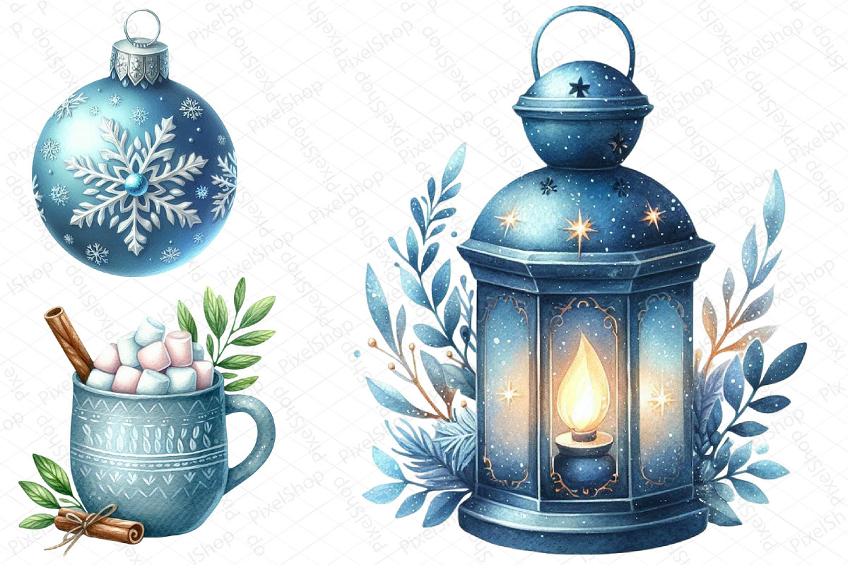 Cozy Christmas Blue Clipart, an Illustration by DreamPrint404 (Photo 3 of 3)