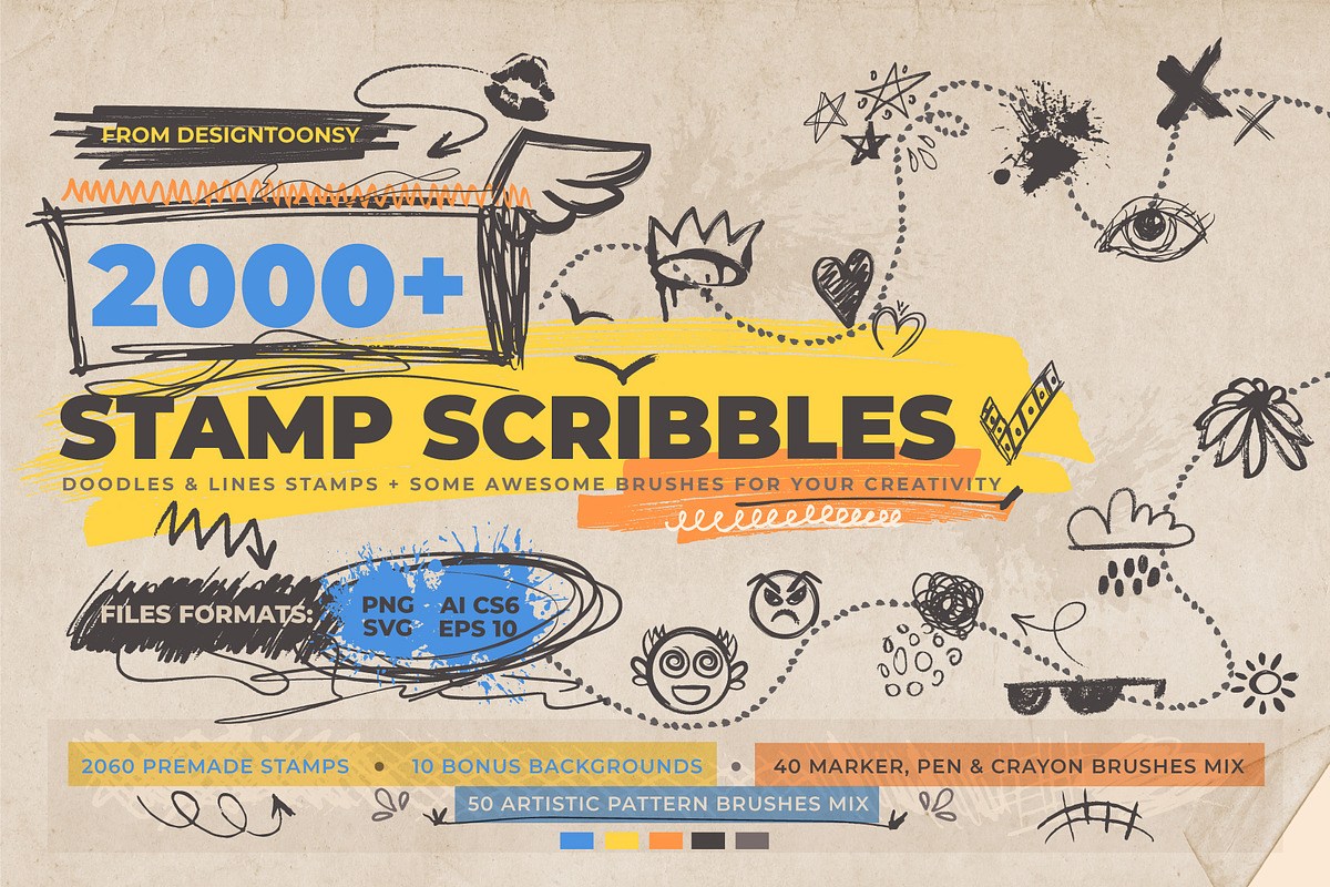 Scribble Stamps Doodle Bundle 2000+, an Object Graphic by DesignToonsy (Photo 1 of 28)