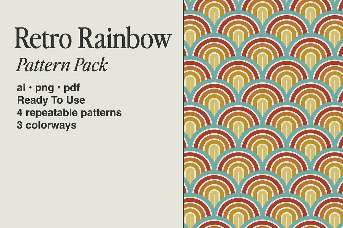 Retro Rainbow Pattern Pack, a Pattern Graphic by Stellen Design (Photo 2 of 8)