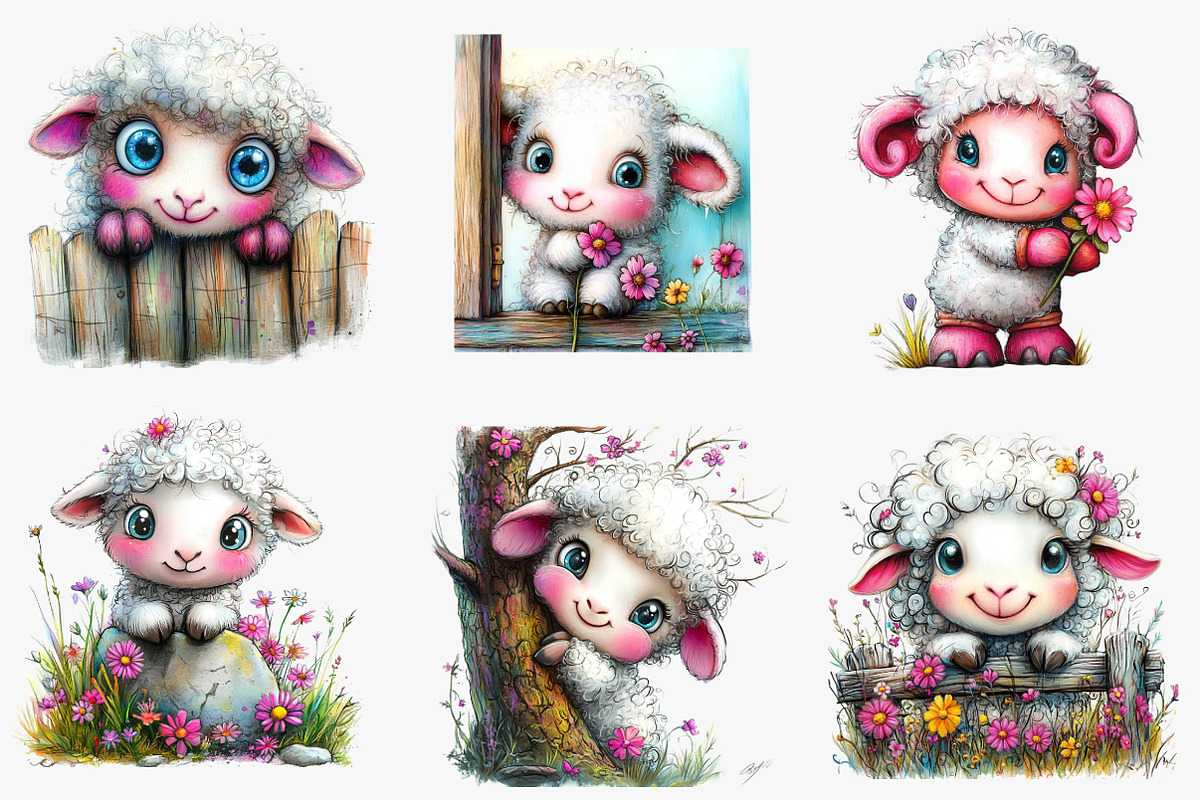 Peekaboo Sheep Clipart, an Illustration by CreationArt (Photo 4 of 6)