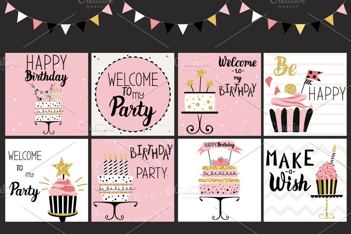 Party cards and flyers big set, a Decorative Illustration by Happiestsim (Photo 10 of 13)