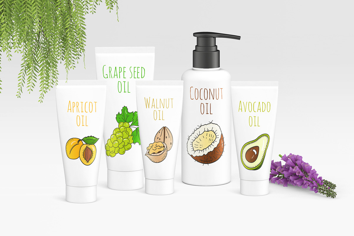 Hand drawn cooking and cosmetic oils, a Food Illustration by Holo Art