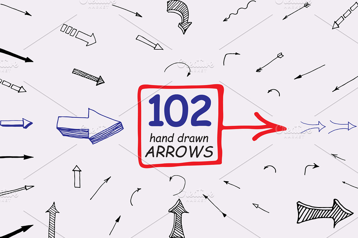 102 Hand drawn arrows., an Object Graphic by Olgaart (Photo 1 of 5)