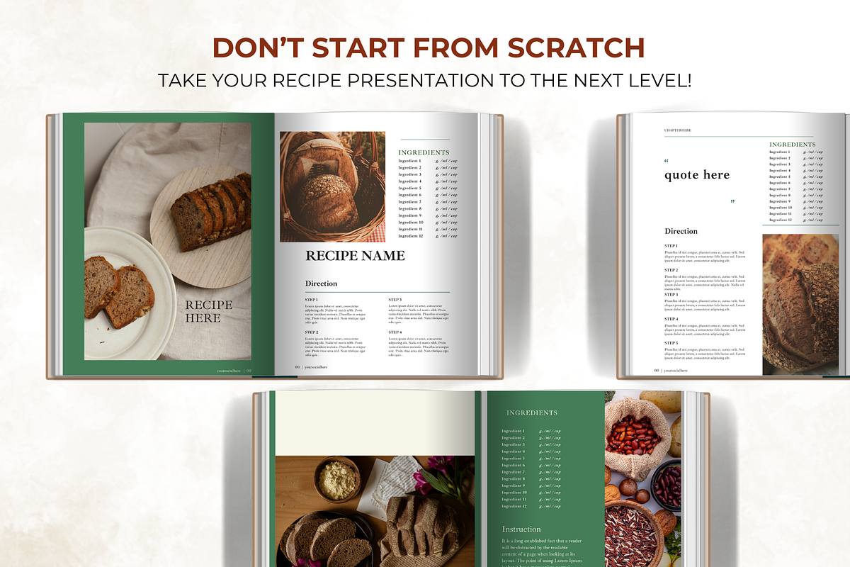 Green Recipe Pages Canva Template, a Poster Template by Digital By Nikoleta (Photo 5 of 9)