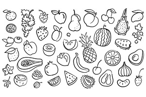 Doodle fruits. Hand drawn pineapple, a Food Illustration by winwin.art