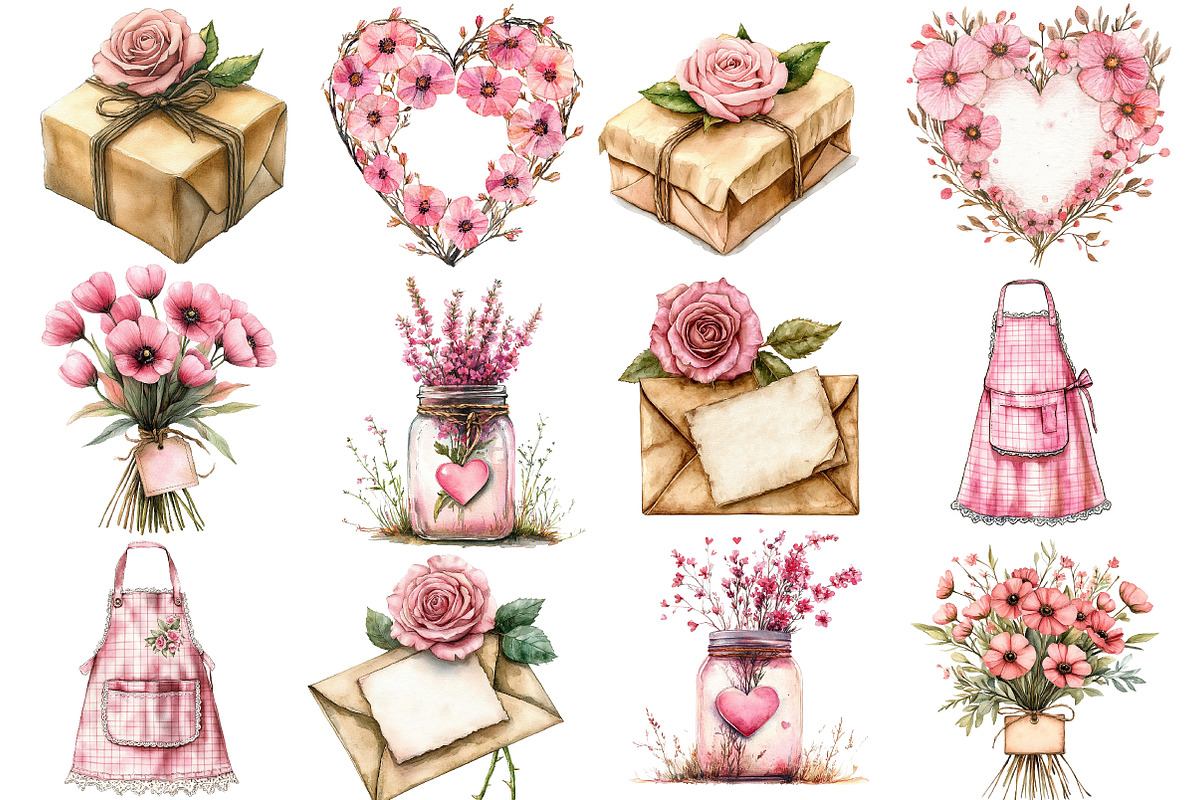 Rustic Mothers Day Clipart, an Illustration by Watercolor design (Photo 2 of 12)