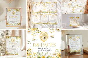 Honey Bee Game Set for Shower, a Templates & Theme by VeliusCreativeStudio