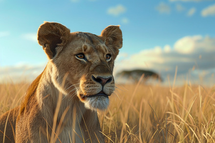 Big female lion in savannah, an Animal Photo by AlyaAnd