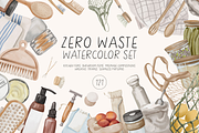 ZERO WASTE watercolor set, an Object Illustration by Yuliia Lashevska (Thumbnail 1 of 14)