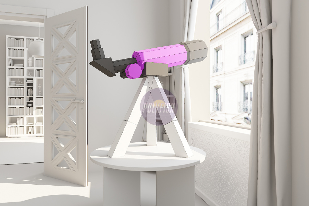 Telescope 3D model template, a Graphic by PolyFish (Photo 3 of 5)
