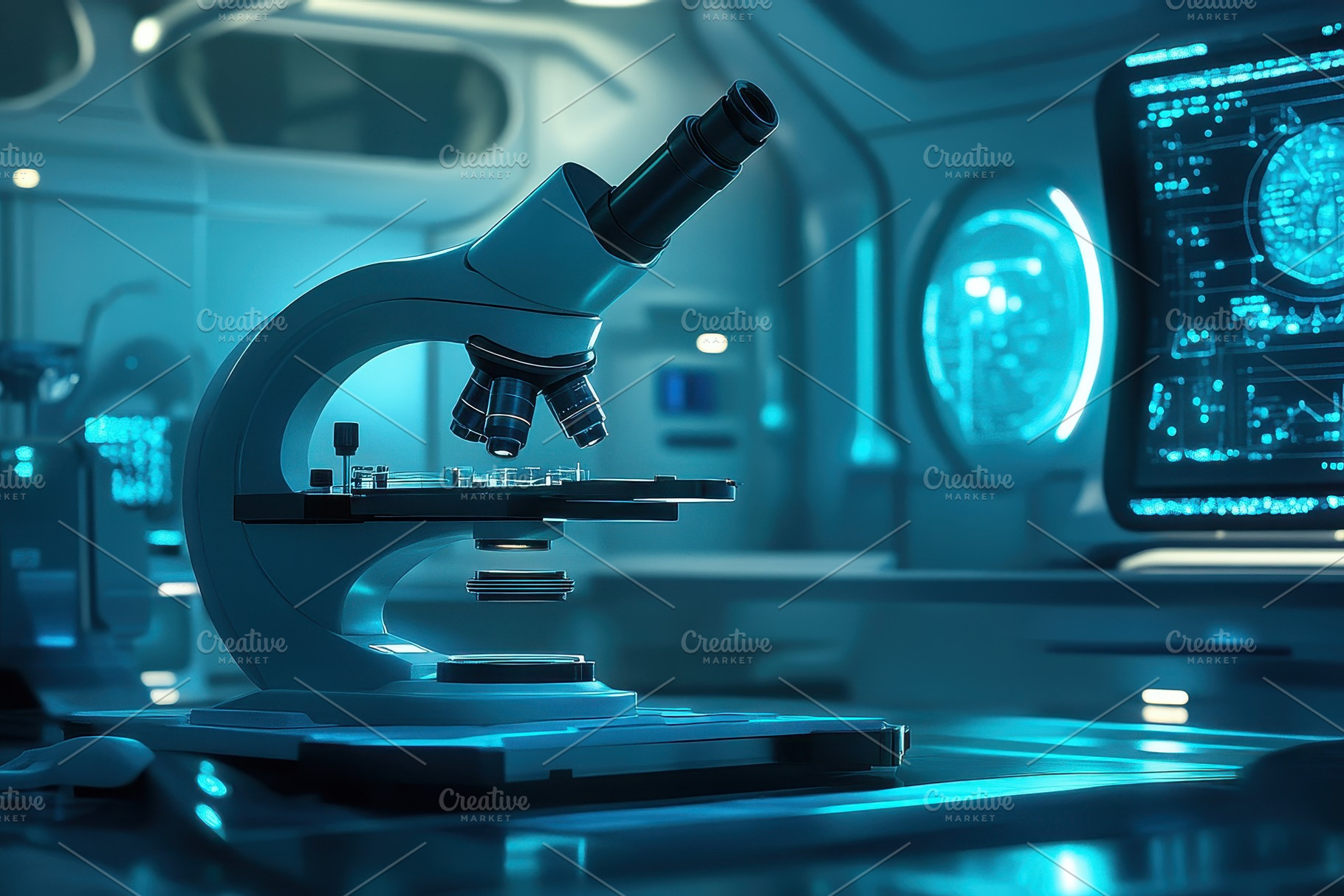 Futuristic laboratory features advan, a Photo by Iftikhar Alam