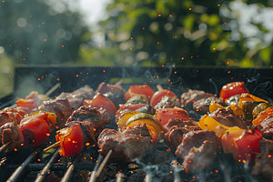 Barbecue grill with different kinds of meat, a Food & Drink Photo by AlyaAnd