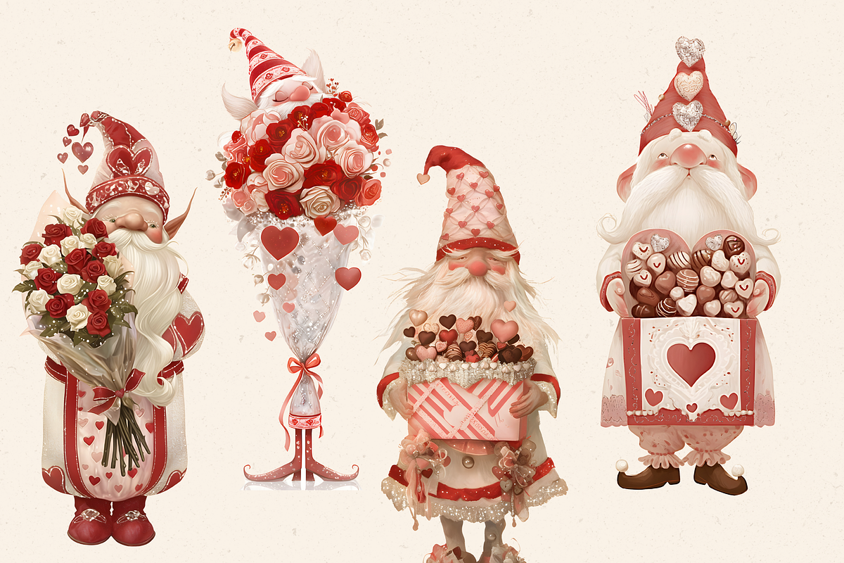 VALENTINE HEART GNOMES CLIPART, a Seasonal Illustration by Daring Digies (Photo 4 of 9)