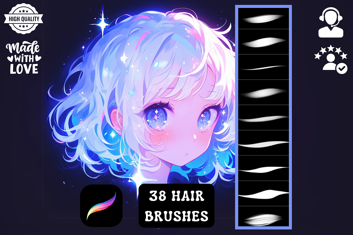Silky Hair Brushes Procreate, a Brush Add-On by Cozy Brushery (Photo 1 of 6)
