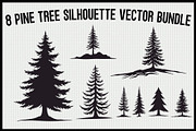 8 Pine Tree Silhouette Bundle, an Illustration by hafijul (Thumbnail 1 of 9)