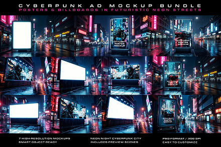 Cyberpunk Ad Mockup Bundle