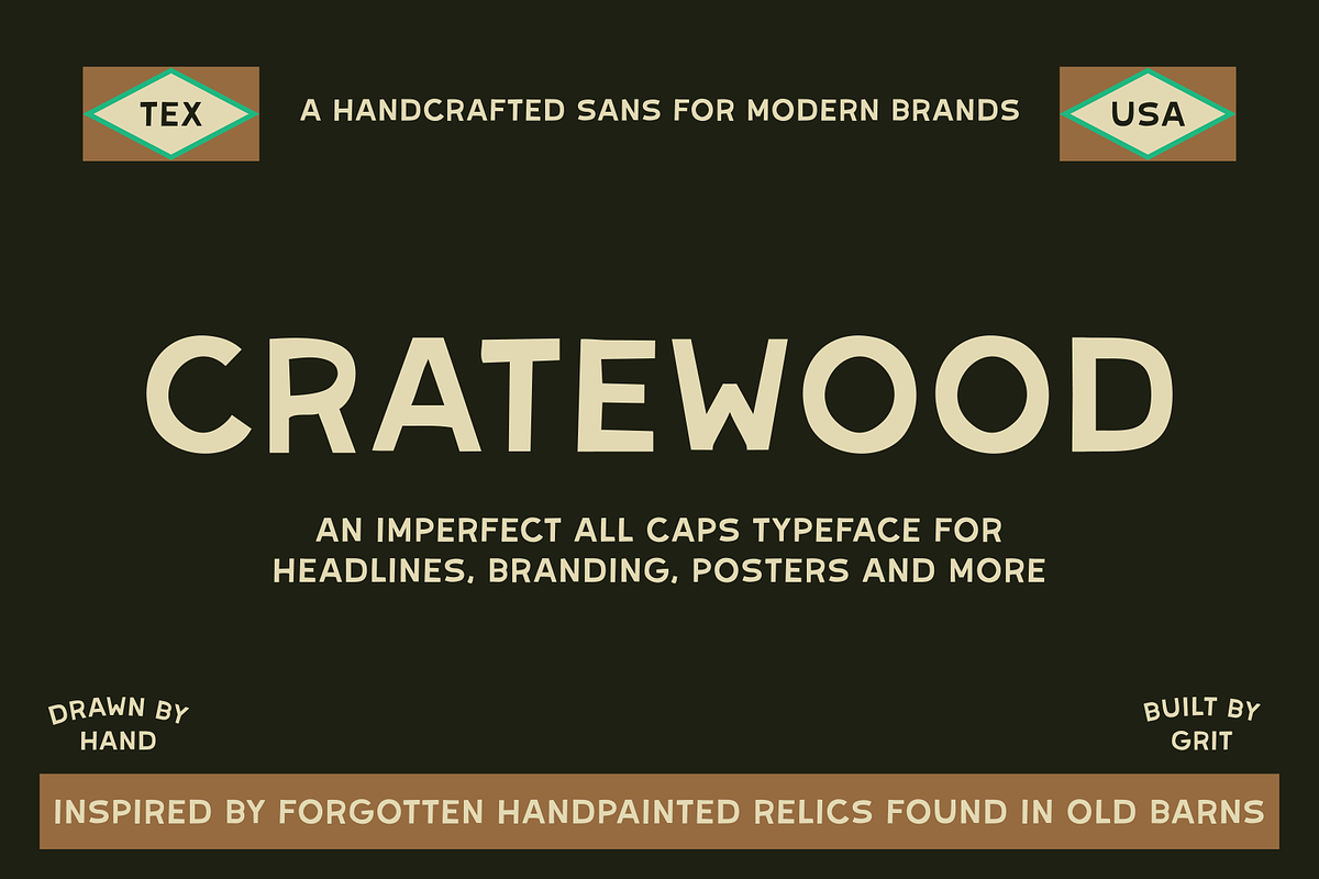 Cratewood by Ocotillo Design Studio, a Sans Serif Font by Ocotillo Design Studio (Photo 1 of 7)