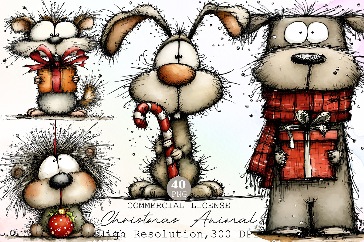 Whimsical Christmas Animal Clipart, an Illustration by Sublimation Artist (Photo 1 of 6)